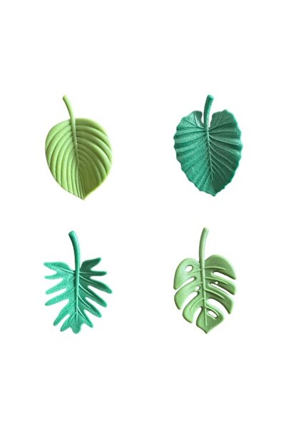 DAMUR Set de 4 magneți de frigider, model frunză, din ABS și magnet, verde