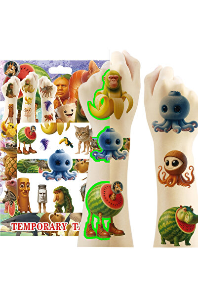 Miniso 4Sheets 4Sheets Italian Brainrot Luminous Tattoos for Kids Tung Tung S...