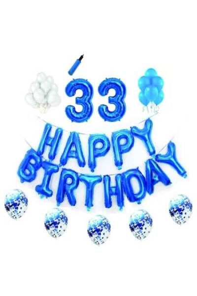 Domi Party & Gifts Set baloane Happy Birthday , 33 ani, albastru