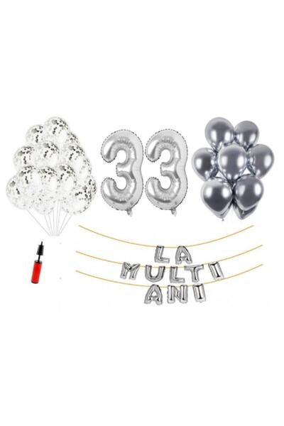 OEM Set de 33 de baloane, La mulți ani aniversare 33 de ani, număr folie 100 ...