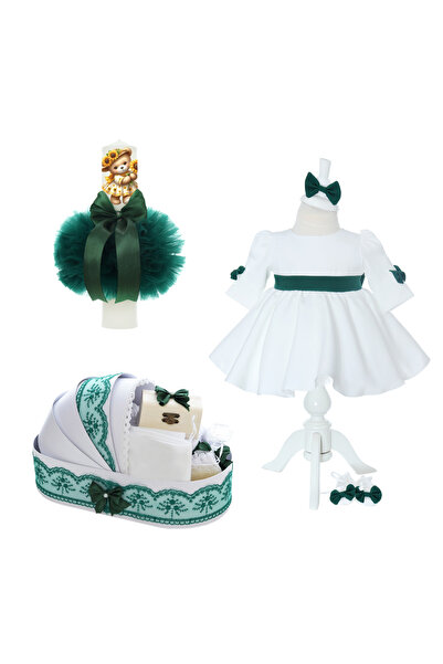 Recostore Σετ βάπτισης για κορίτσια, μοτίβο αρκουδάκι, πράσινο χρώμα, αποτελο...