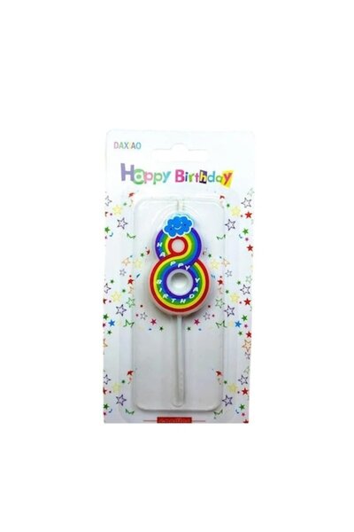 Domi Party & Gifts Lumanare curcubeu, multicolor cifra 8