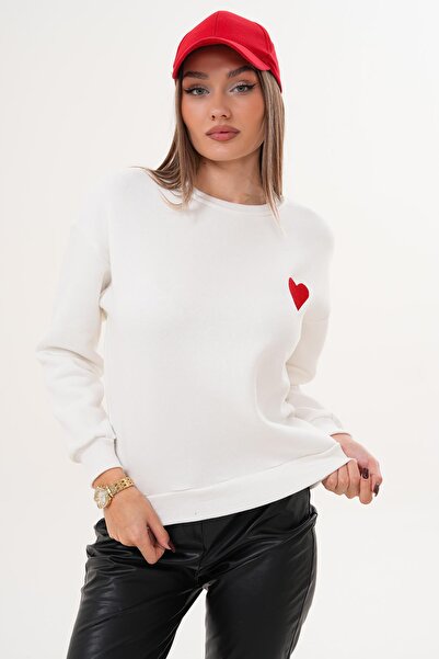 ŞİMAL Дамска блуза с бродерия на сърце и три нишки 255008 -