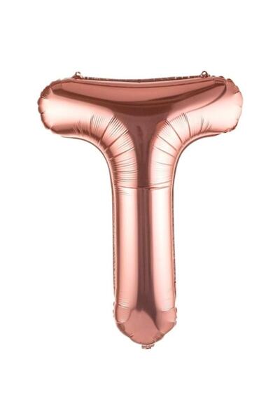 Danex Balon folie metalică Litera T, Danex, 40 cm, Heliu sau Aer, Pachet individual, Pai inclus, Roz G