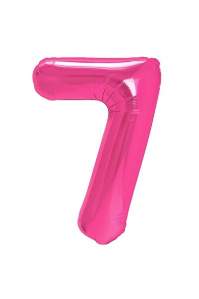 Danex Balon folie metalică numărul 7, 100 cm, roz, pachet individual, pai inclus