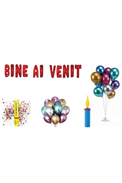 OEM Комплект балони "Добре дошли", украса за торта, 73 части, червени