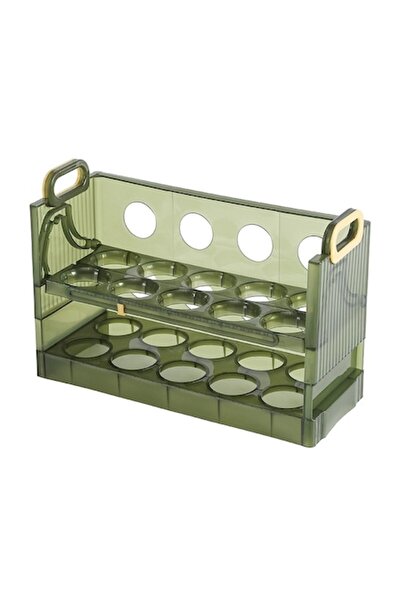 DAMUR Egg Organizer Holder for Refrigerator, Transparent Green, 20 Egg Capacity