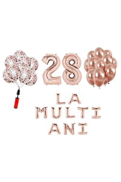 OEM Set de 33 de baloane - Litere „La mulți ani” + folie cu numere 100 cm (au...