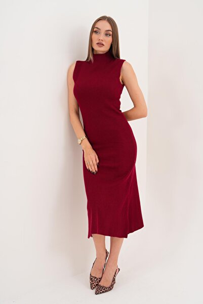 ŞİMAL Kadın Yarım Balıkçı Kolsuz Uzun Triko Elbise 255150 -