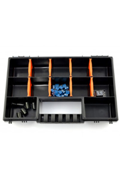 Prosperplast NORS Organizer, 28.7 x 18.6 x 5 cm, black with transparent lid with dividers inside