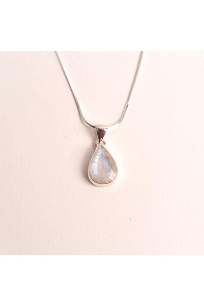 craftmystic Κολιέ από ασήμι 925 με φεγγαρόπετρα σε σχήμα ουράνιου τόξου - Κοσ...