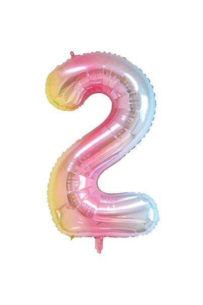 Danex Gradient Metallic Foil Balloon - Number 2, 100 cm, Multicolor