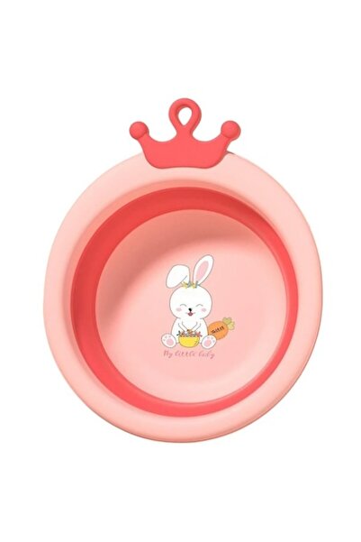 Domi Party & Gifts Cada Pliabila Baie Copii, Domi Party & Gifts, Cadita Bebelusi, Model Rotund cu Iepuras, Roz,