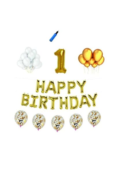 Domi Party & Gifts Happy Birthday balloon set, 1 year, gold