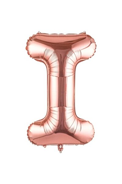 Danex Metallic Foil Balloon Letter I, 80 cm, Helium or Air, Individual Pack, Straw Included, Rose Go