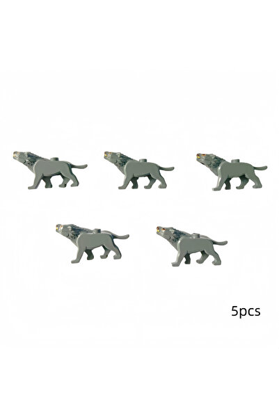 Choice1 Dark grey 5PCS Wolves Building Blks Set DIY Toys Dark Grey White Wolf...
