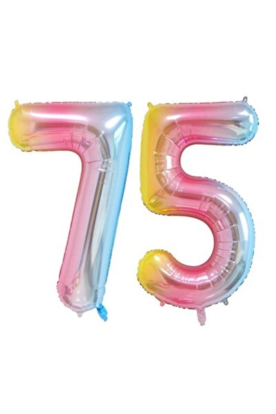 Domi Party & Gifts Set 2 baloane folie cifra , Curcubeu, aniversare 75 ani, 1...