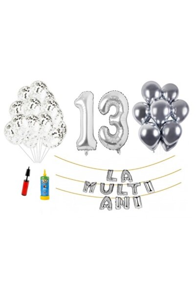 Domi Party & Gifts Set 34 baloane, La mulți ani de 13 ani, numere folie 100 c...