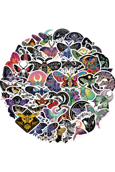 Choice 50 قطعة من ملصقات القمر والعثة من مادة البولي فينيل كلوريد الكرتونية ا...