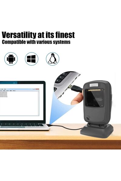 Newland FR4080 Desktop Scanner | 1D/2D Corded Barcode Scanner | USB Hands-Free QR Code Reader
