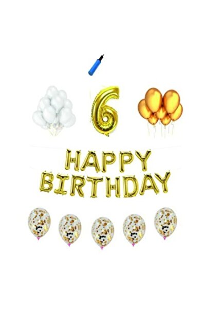 Domi Party & Gifts Set baloane Happy Birthday , 6 ani, auriu, 40 piese,