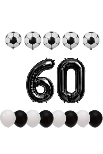 OEM Set de 15 baloane, ESB, aniversare de 60 de ani, temă fotbal, număr folie...