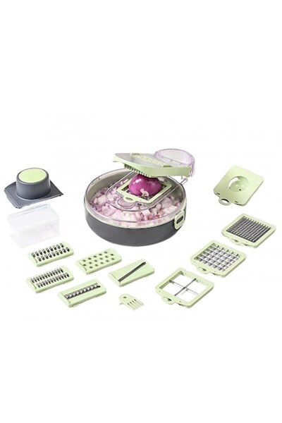 GOLD MARKET Manual multifunctional grater & slicer 8-in-1, 12-piece, 29.5x9x2...