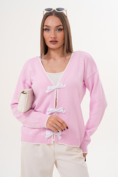 ŞİMAL Women's Bow Detailed Knitwear Knitted Blouse 255181 -