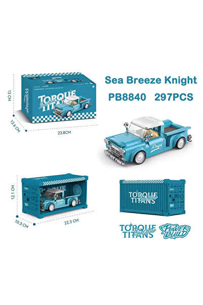 Choice PB8840 Pickup Truck Model Light Blue Building Bricks MOC PB8840 Toroue Titans Cruiser Vehicle Blocks