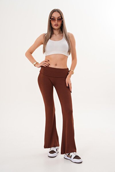 ŞİMAL Women's Waist Fold Detailed Spanish Leggings 255272 -