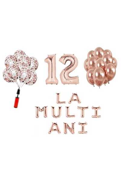 OEM Комплект от 33 балона - 'La Multi Ani' 12-та годишнина, 100 см фолио номе...