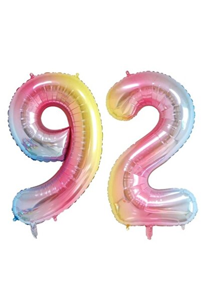 Domi Party & Gifts Set de 2 baloane folie cu numere , Curcubeu, aniversare 92...