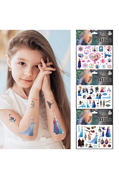 Miniso ملصقات وشم الأميرة آنا إلسا المجمدة عشوائية من قطعتين، لعبة زينة حفلات...