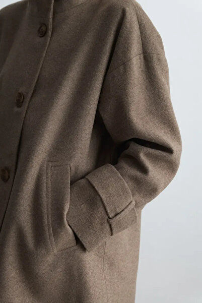 Gusto High Collar Wool Coat - Mink