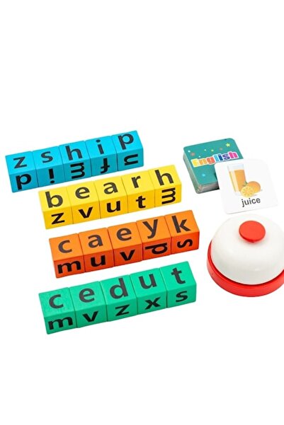 Avaleea Wooden Block Game, Word Formation, Cards with Objects and Animals, Be...
