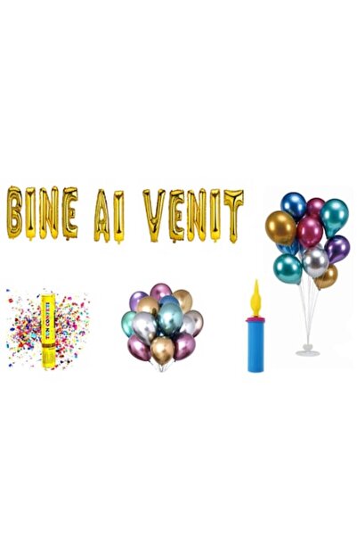 OEM Set baloane de bun venit, decor tort, 73 buc, auriu