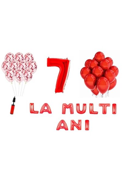 OEM Set baloane, 32 piese, La mulți ani, număr folie 101 cm, roșu