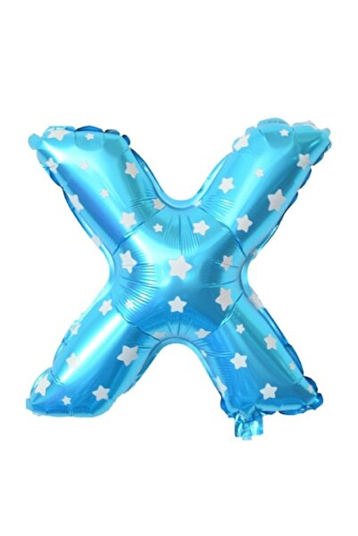 Danex Balon folie metalică Litera X, 40 cm, imprimeu stea, albastru