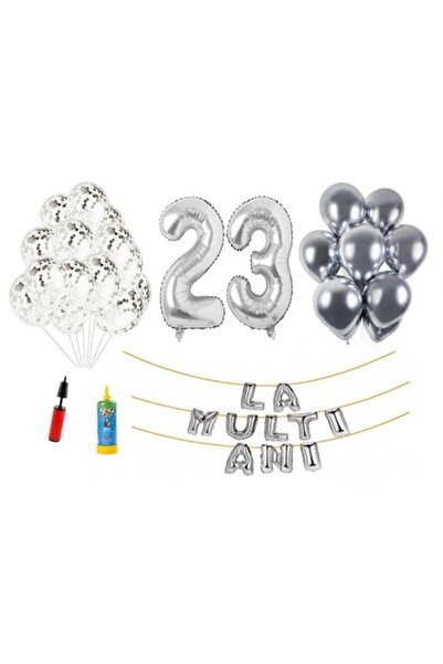 Domi Party & Gifts Set 34 baloane, La mulți ani de 23 de ani, numere folie 10...