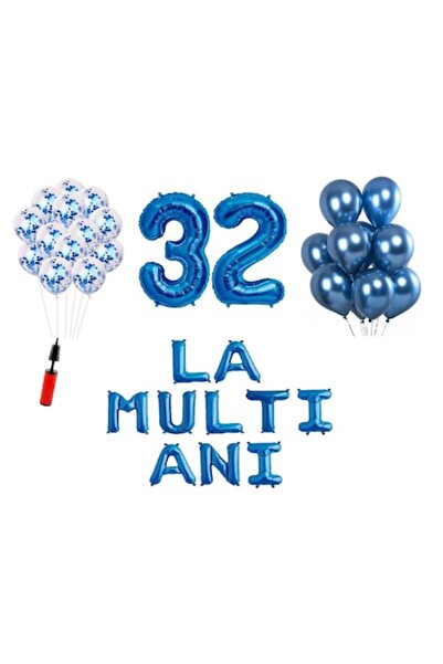 OEM Σετ 33 μπαλονιών - «La Multi Ani» 32η επέτειος, αριθμός από αλουμινόχαρτο...