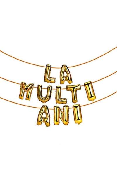 MP Mirific Party Set baloane folie metalică, aurii, „La mulți ani”, 6 m x 45 cm