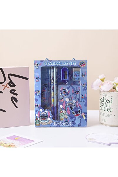 Choice STITCH 6PCS/Set Stitch Stationery Set School Gifts With Pencil Pen Sharpener Eraser Notebook Ruler