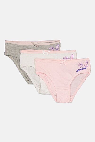 Minions Kids Girl 3 Pieces Graphic Print Briefs, Multicolor