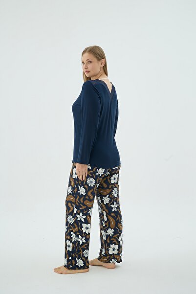 Sevim 17296 KADIN BIG SIZE TAŞ BASKILI PİJAMA TAKIM
