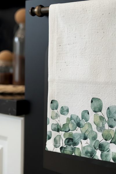 Cango Home Green Cream Eucalyptus Patterned Digital Printed Oven Cover Cgh1102-F