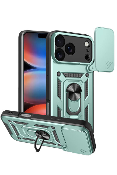 Nezih Case Apple iPhone 17 Pro Uyumlu Magnetik Standlı Kamera Korumalı Sürgül...