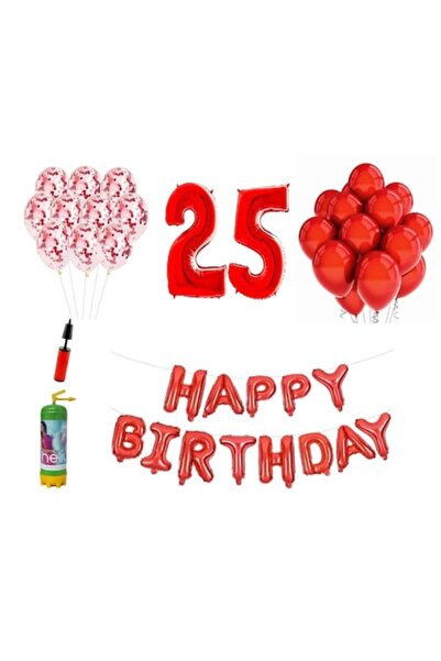 Domi Party & Gifts Set 37 baloane, Happy Birthday aniversare 25 ani, cifre fo...