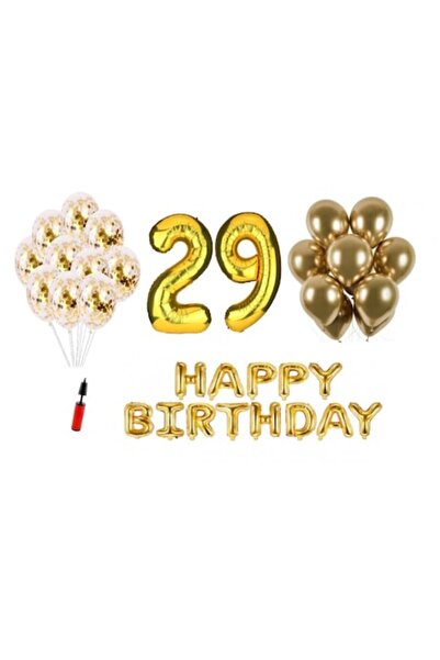 OEM 36-piece Balloon Set, Happy Birthday (29 yrs), Foil Number 101 cm, Gold