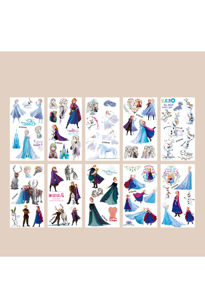 Miniso 10 قطع من ملصقات وشم الرسوم المتحركة المجمدة الرائعة إلسا آنا الطفلة ا...