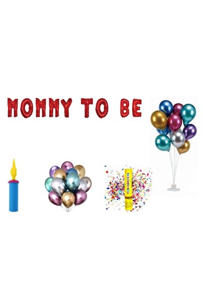OEM Balloon Set 'Mommy To Be', Cake Topper Gift, 70 pcs, Red